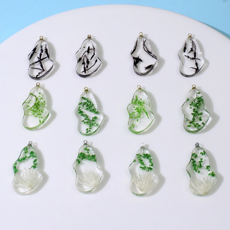 5pcs 16x16mm Dried Flowers Leaves Beauty Charms Pendant for Earring Necklace Keychain Acrylic Plant DIY Jewelry Making Supplies