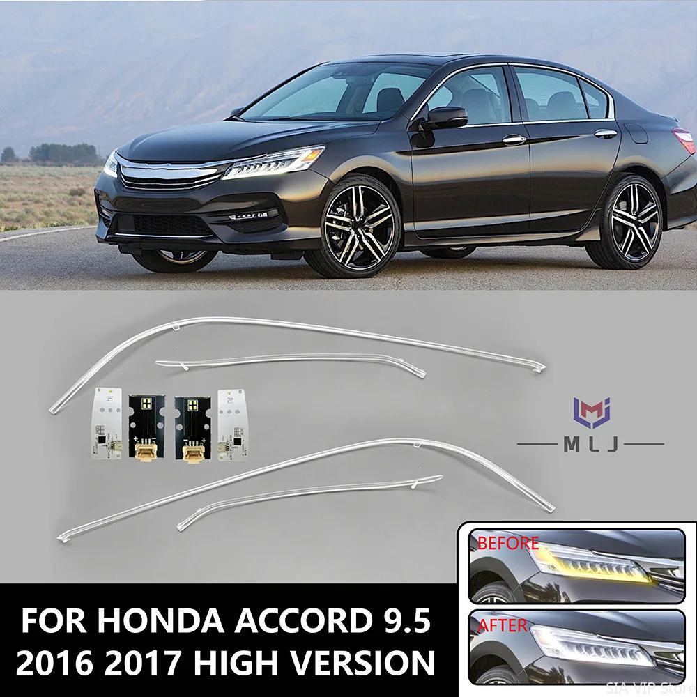 For Honda Accord 2016-2017 9.5 High-end Version LED DRL Chip Light Guide Plate Light Guide Tube Headlight Daytime Running Light