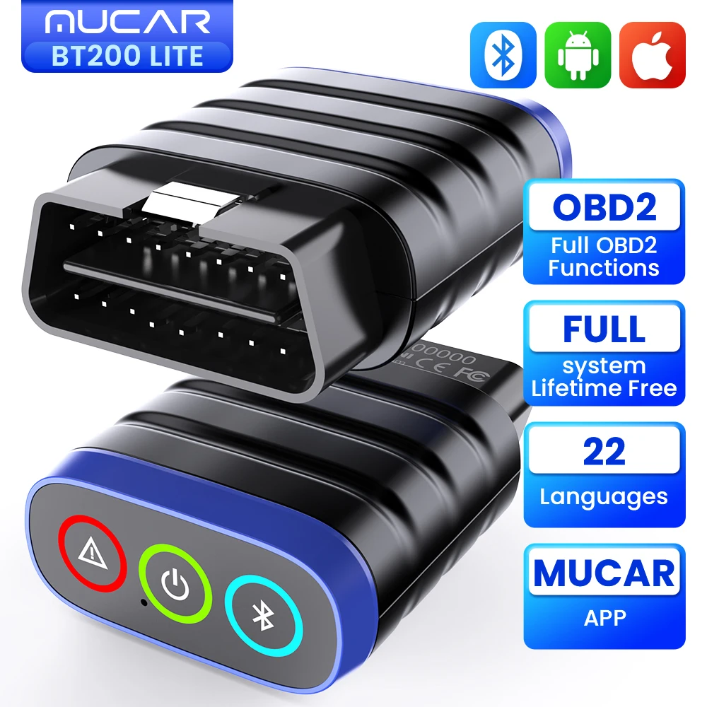 MUCAR BT200 LITE OBD2 Car Diagnostic scanner tools full system ABS SRS ECM TCM BCM Oil reset code reader lifetime free update