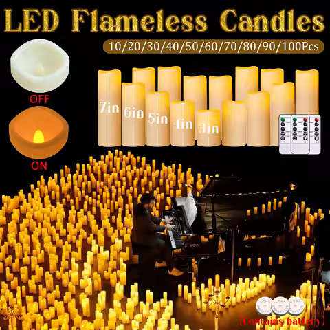 10-100Pcs LED Candles Flicking Candles Flameless Candles Artifical Candles 3-7inch Wedding Candles Candlelight Concert Decor