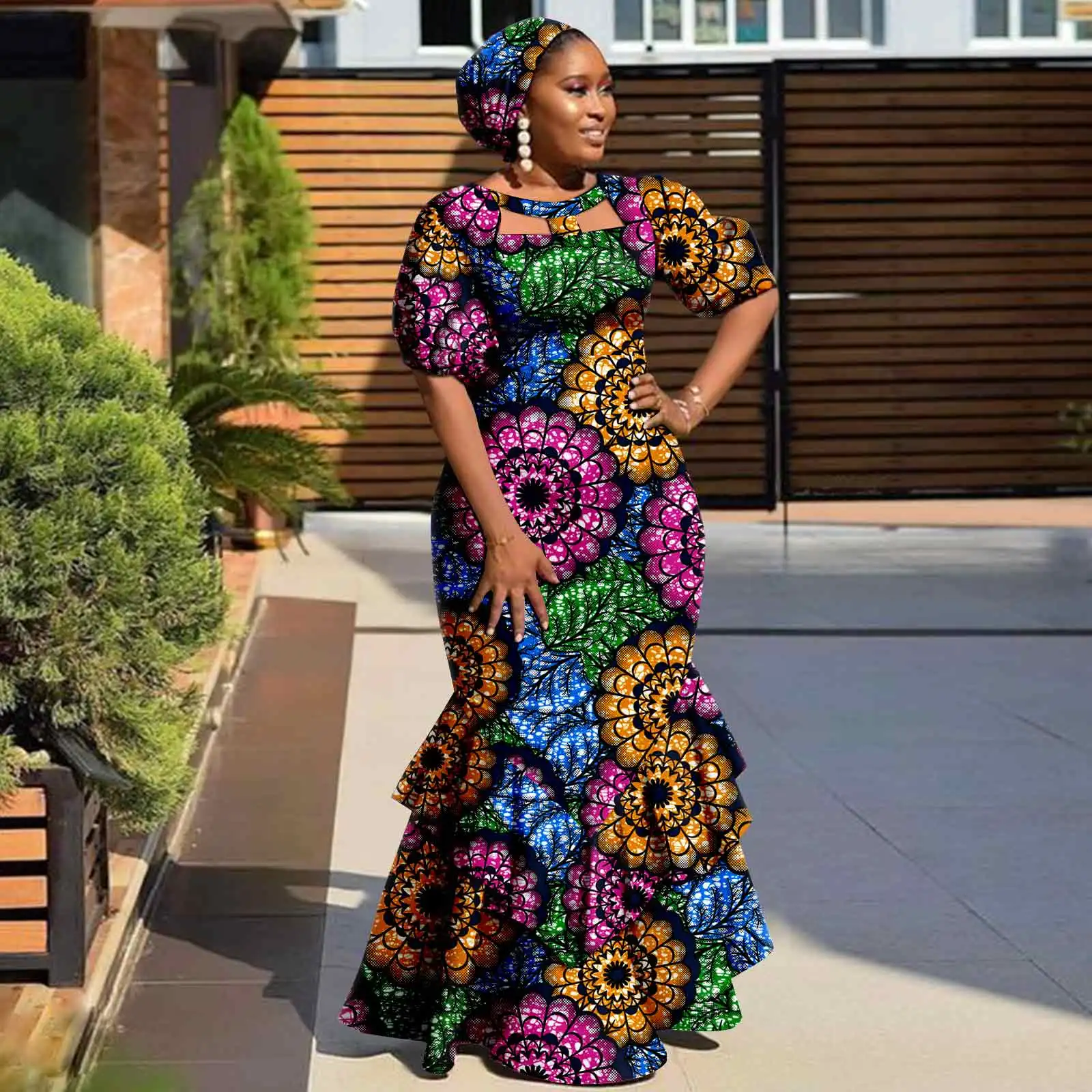 chinese dress ladies Hyujoda Womens Casual Loose African Print Dress Sexy Elegant Long Sleeve  Off The Shoulder Bowknot Sides Slit Beach Party Maxi Dresses S at Amazon  Women's Clothing store main image 0