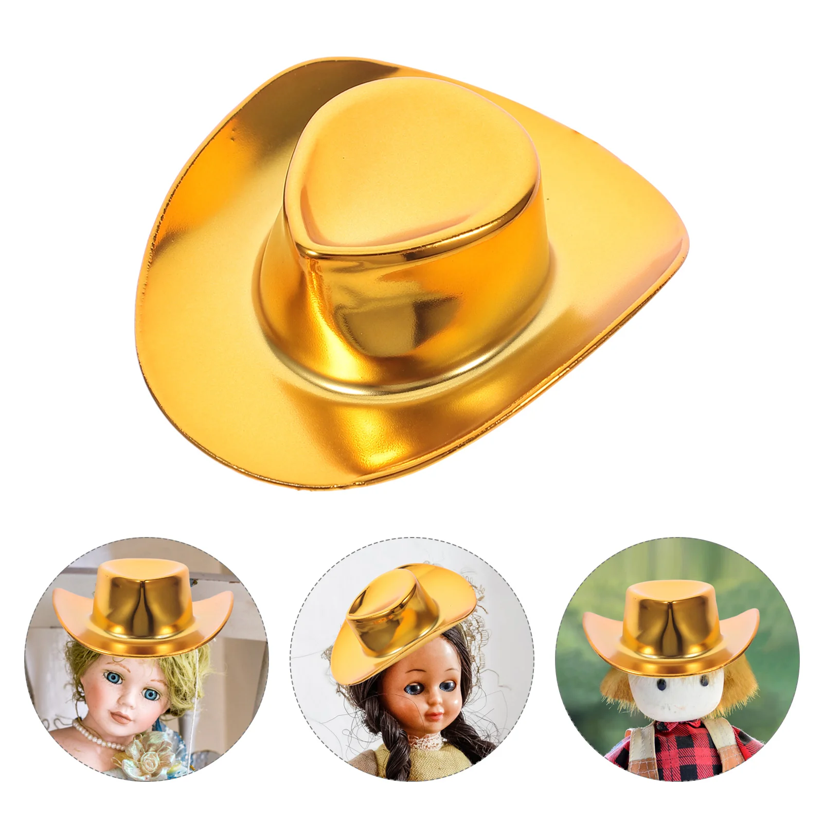 10 Pcs Glitter Cowboy Hat Hats Bottle Covers Miniature Western Dollhouse Miniatures for Shooters