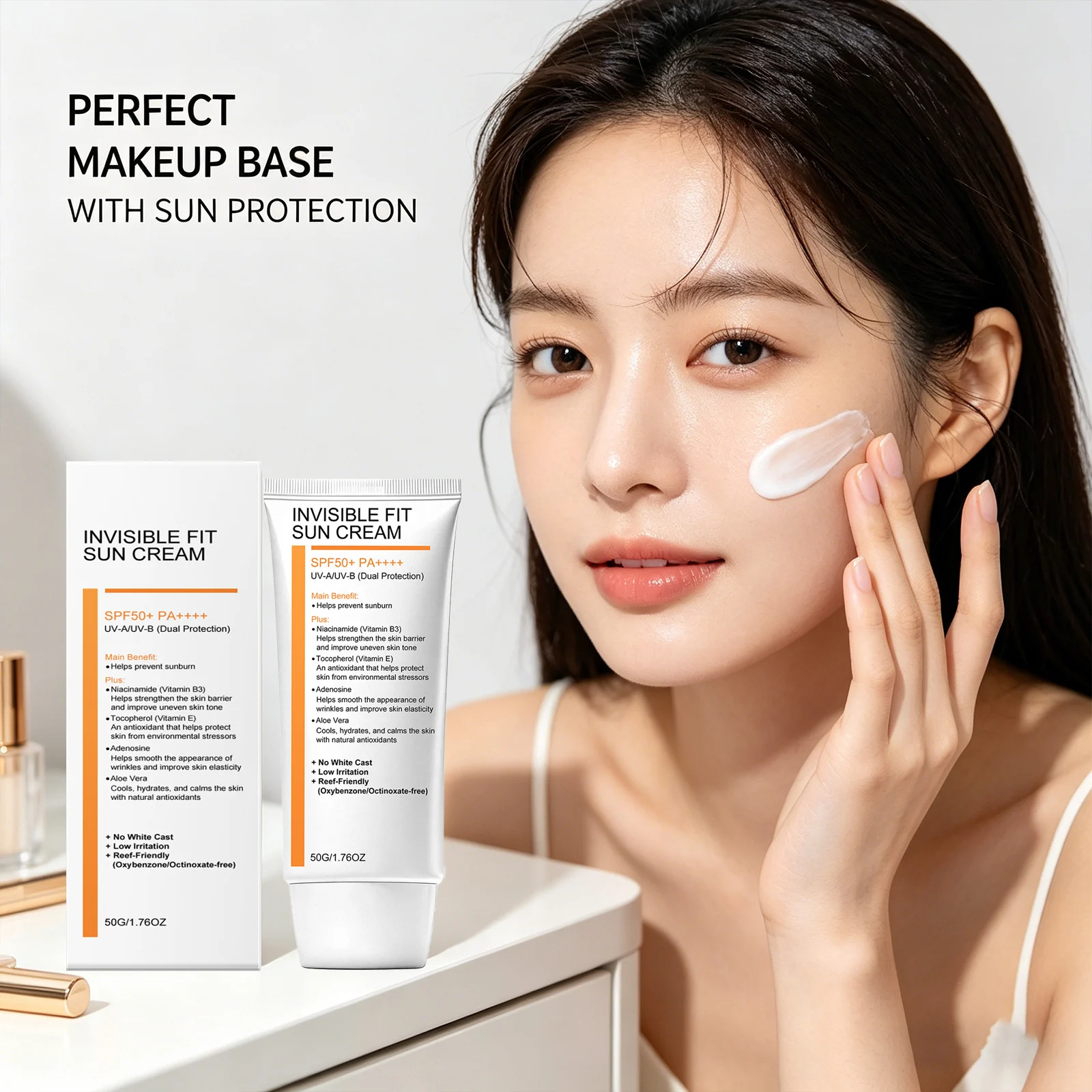 Niacinamide Moisturizing Cream Protecting Against UV Rays Reducing Photodamage Soothing Skin Discomfort Invisible Fit Sun Cream