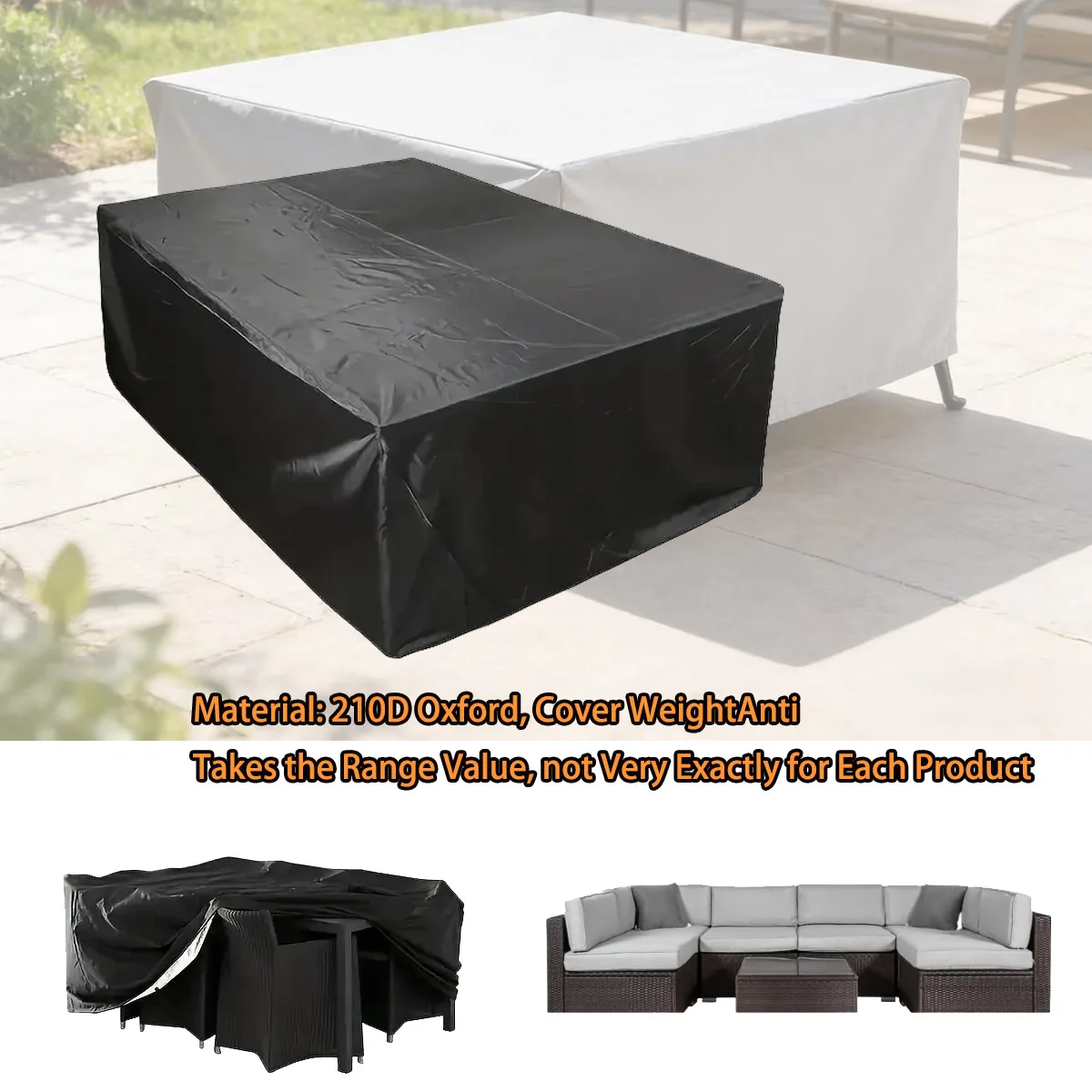 600 Sizes Outdoor Furniture Cover Anti UV Patio Garden Chair Dustproof Table Protector Waterproof Common Sizes - view 3