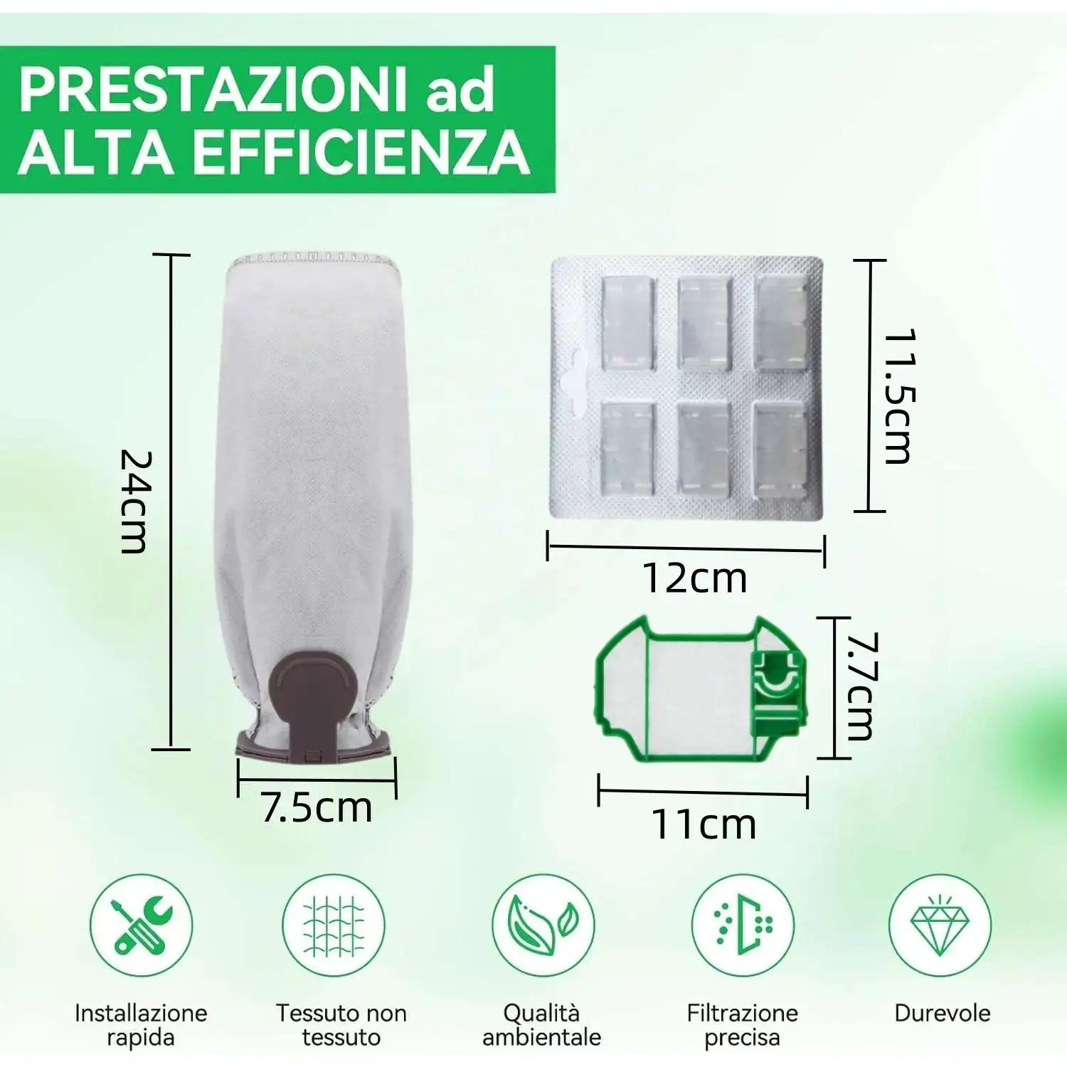 Vacuum Cleaner Dust Bags Kit for Vorwerk Kobold VK7 VK7S FP7 FP7S Vacuum Cleaner Filter,Protection Fragrance Tablets Accessories