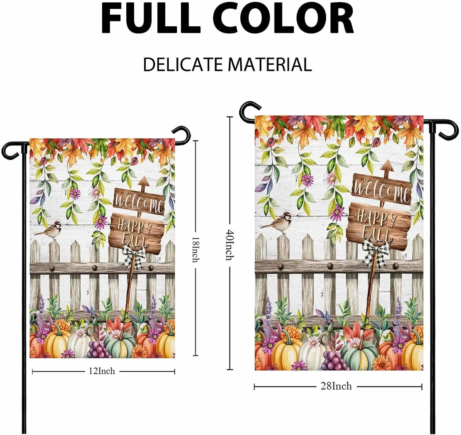 Welcome garden flag Bird Flower Pumpkin 12x18 double sided Farmhouse Leaf Seasonal Yard Outdoor flags banners for Outside/ho yyi