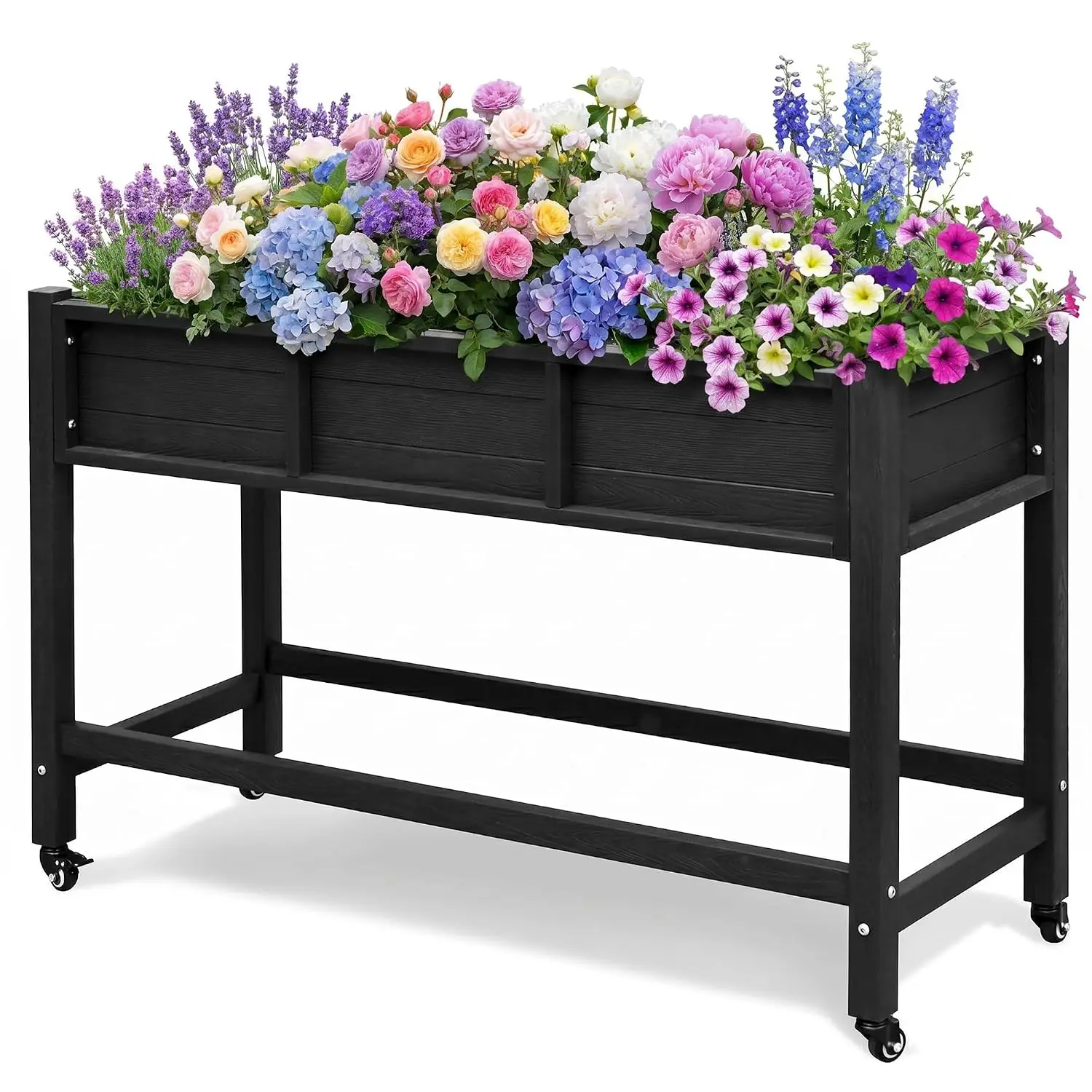 47x18x31in Raised Garden Bed HDPE, Weather-Resistant Poly Wood Planter Box Stand, Planter Box with Legs & Lockable, Customized