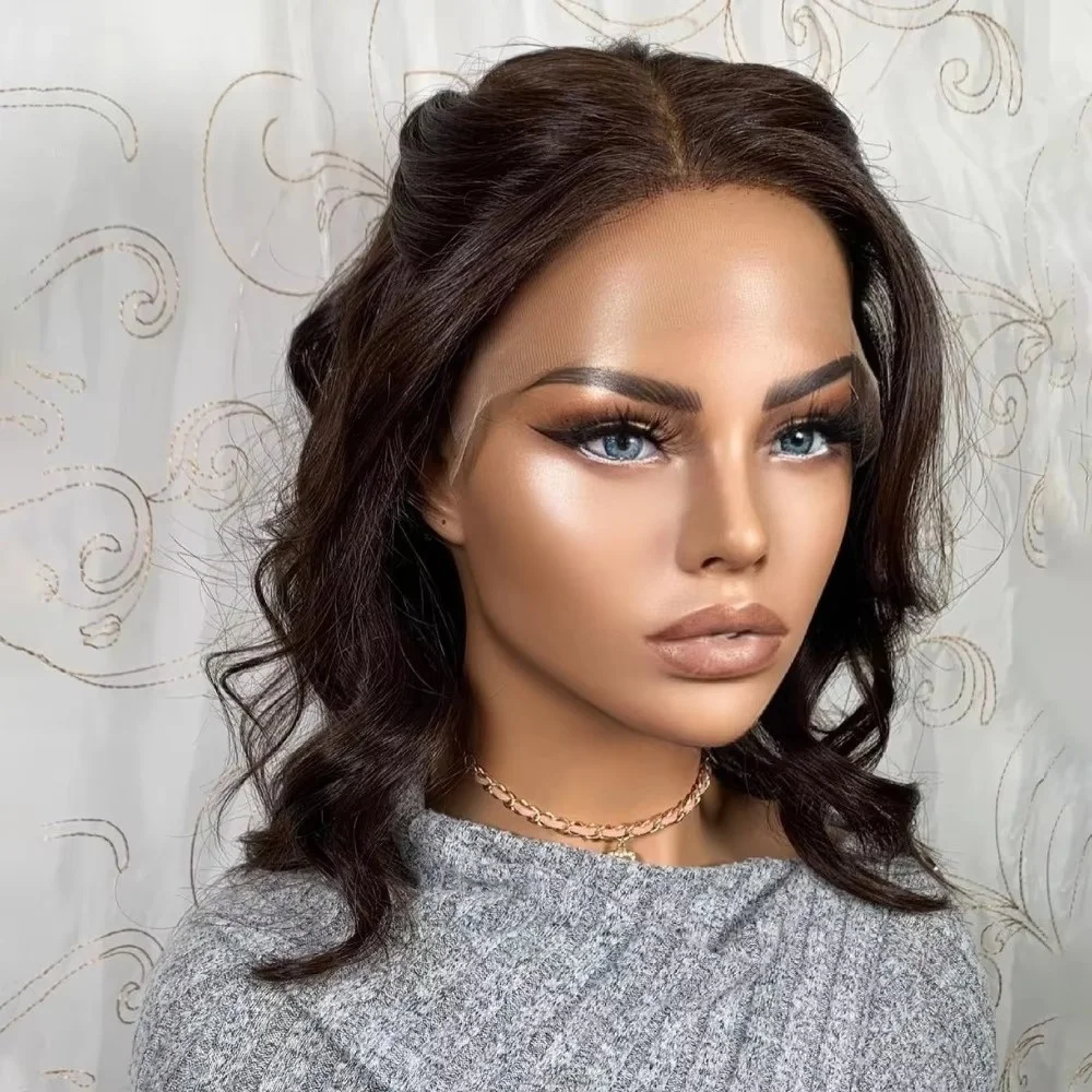 Chestnut Dark Brown Loose Wave Lace Front Wigs 13x4 HD Synthetic Free Part Heat Resistant Halloween Costume Party Daily Cosplay