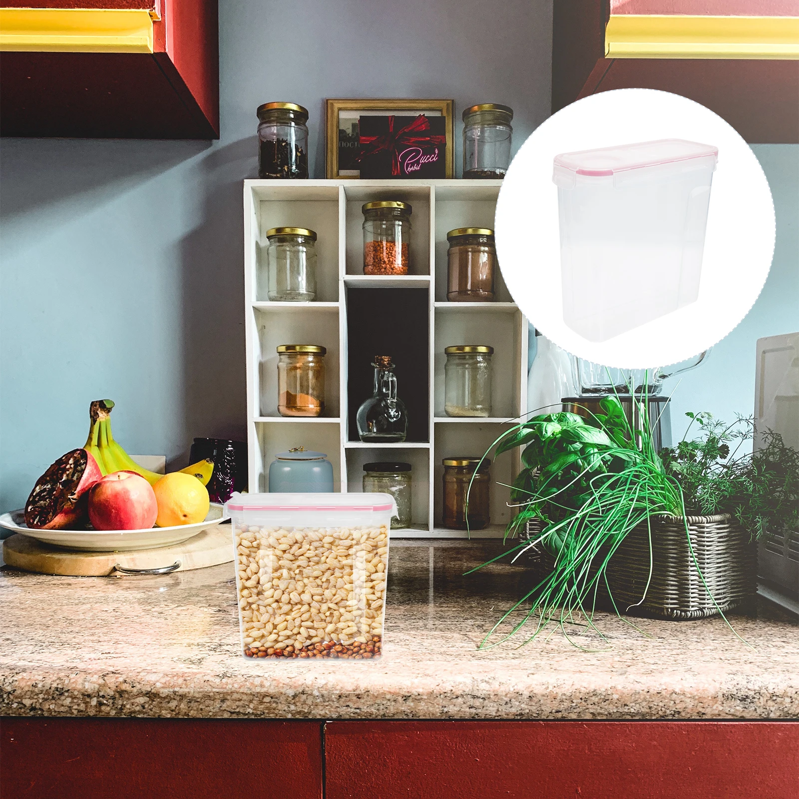 

Grain Storage Container Kitchen Pantry Food Jar 4L Airtight Storage Containers for Cereal Rice Flour Beans Snacks