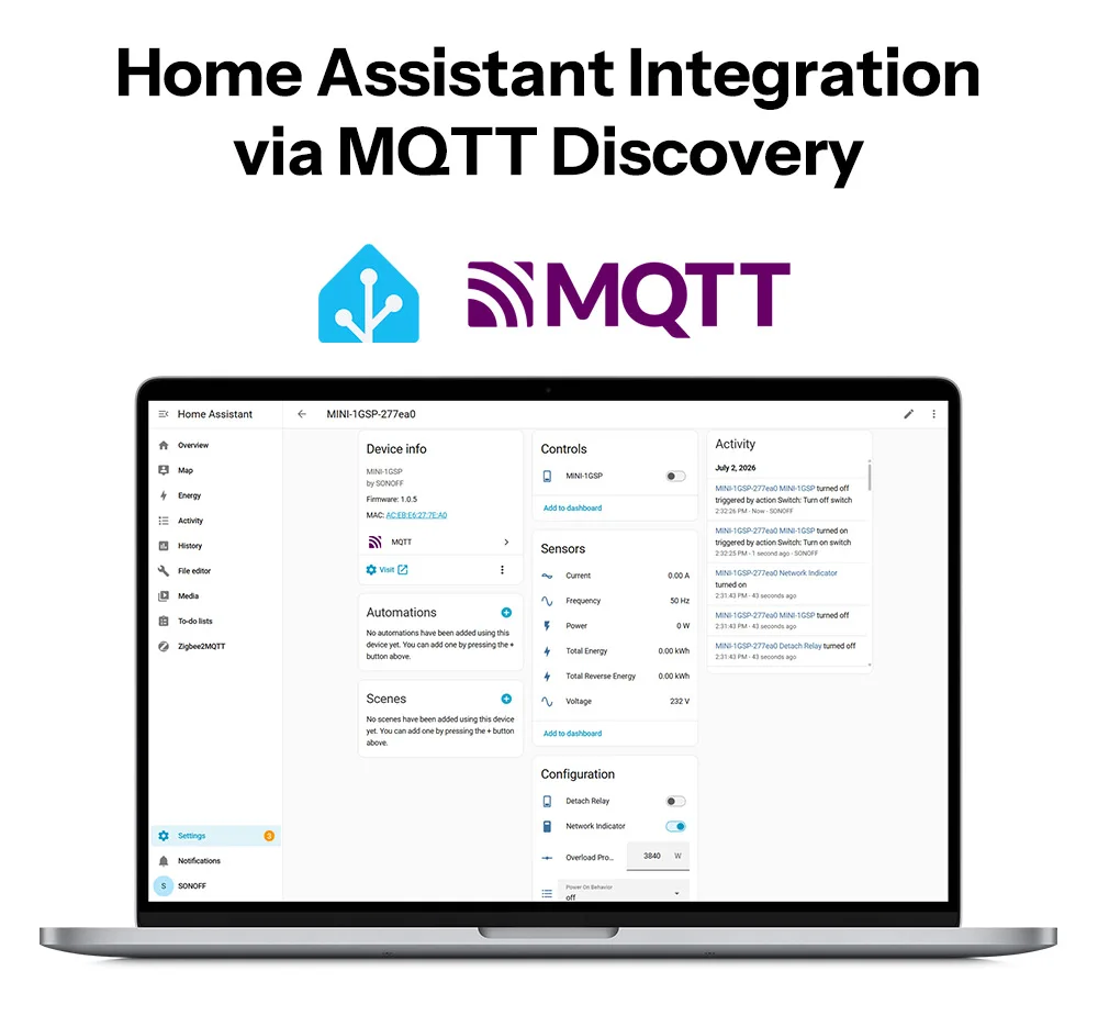 SONOFF MINI-1GSP MINI ONE PM Matter-Over-WiFi-Smart-Schalter, Überlastschutz 16A, Intelligente Energiemonitoring, Matter-Kompatibilität, Apple Home – Detail 8