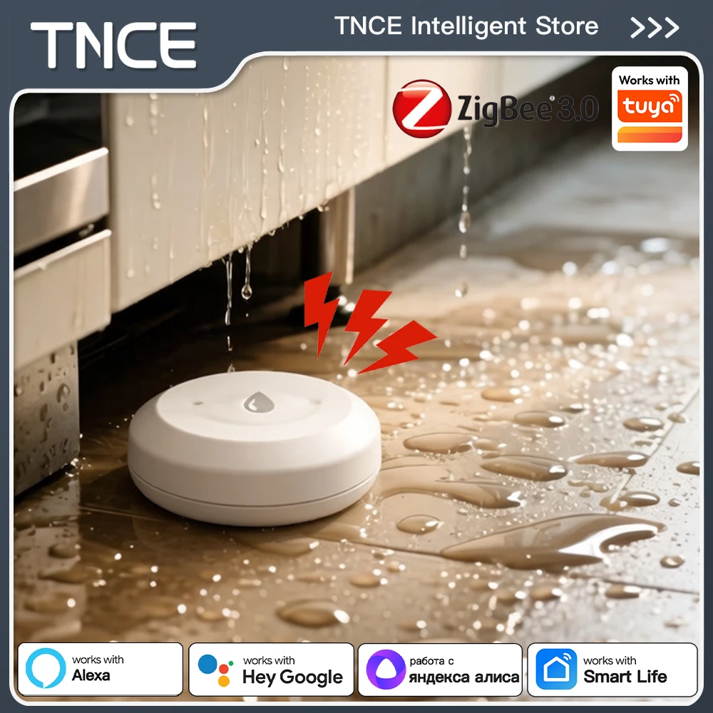 TNCE Water Sensor with Tuya zigbee zigbee2mqtt home assistant, Water Leakage/Level Detector, smart Linkage Alarm, Remote Monitor