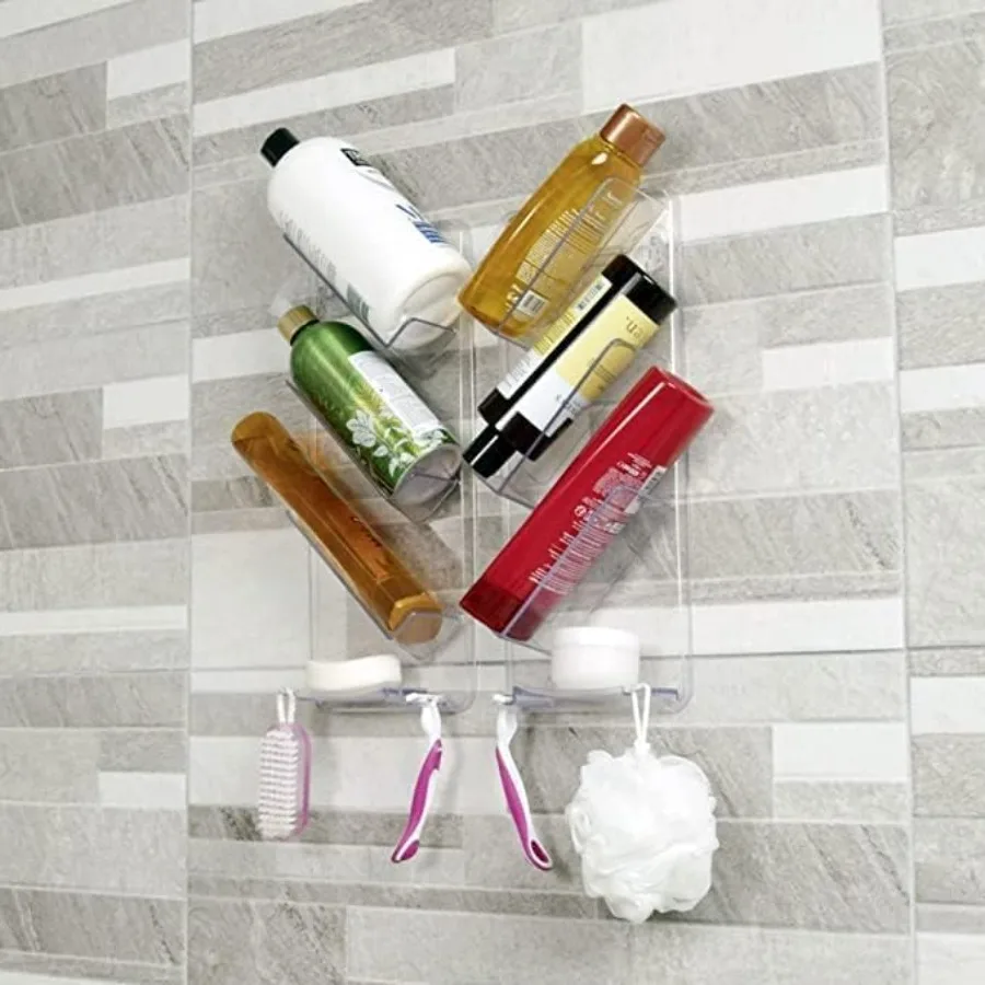 

Easy Clean Shower Caddy 2 Pack Durable Rustproof Bath Organizer No Suction Cups No Screws Wall Mounted Adjustable Shower Rack A