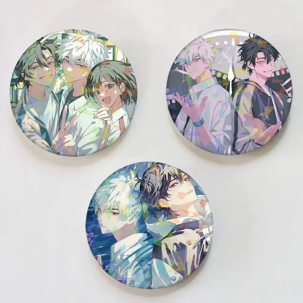 Anime Link Click Round Laser Badge Brooch Clothes Backpack Accessories Lapel Decoration Gift
