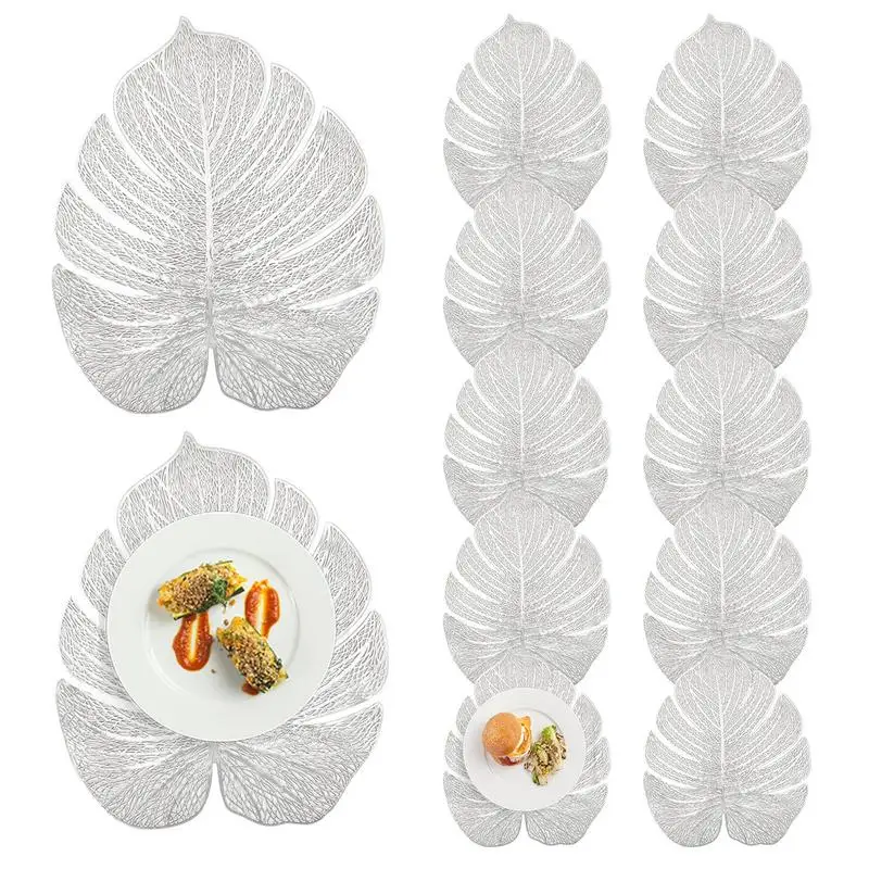 Non-slip Kitchen Placemat Table Coaster  Dish Coffee Table Mat Table Placemat 12X Hollow Out Wipeable Turtle Leaves Placemats