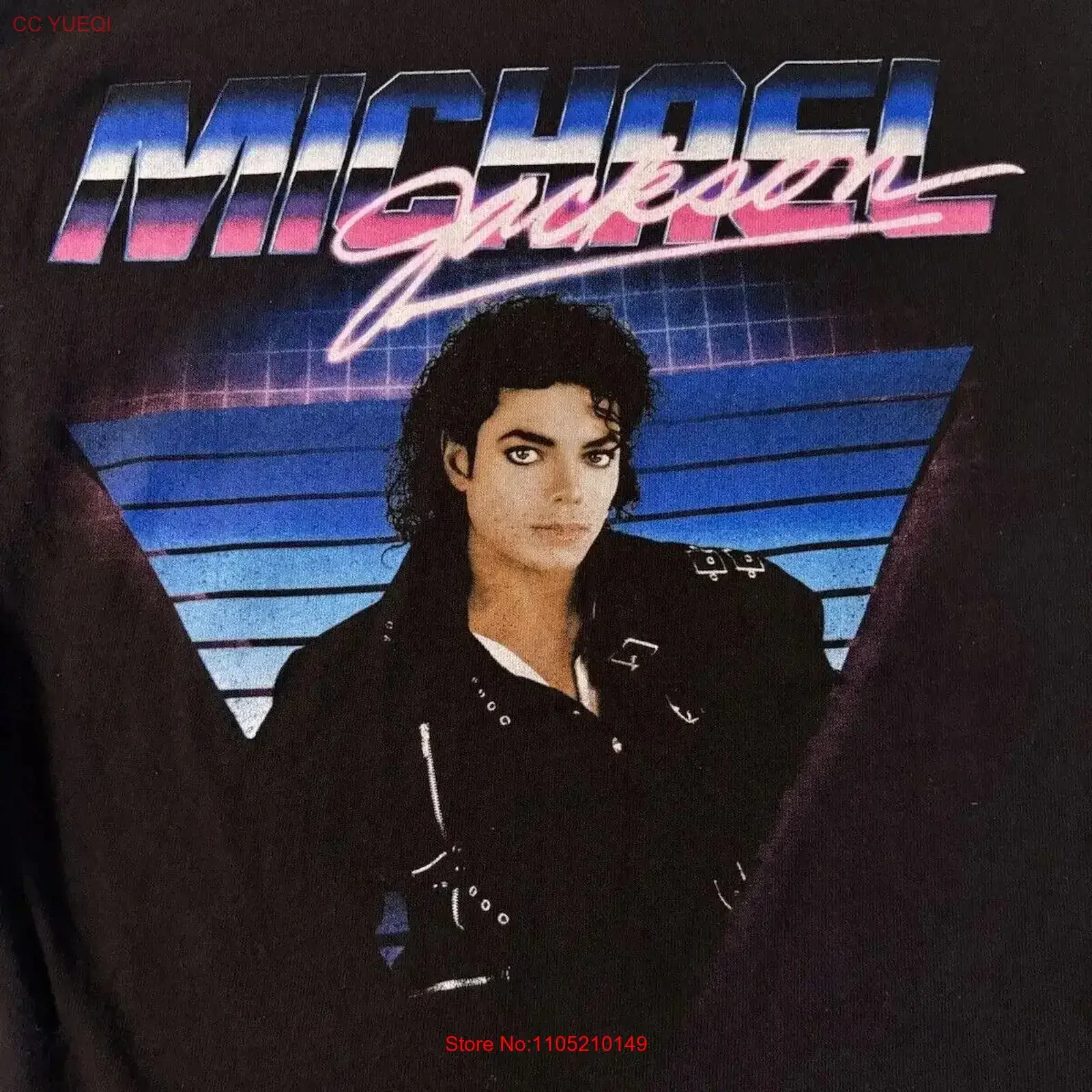 Women s Michael Jackson Bad Era T Shirt 2021 Print Size Small Black vintage Washed Slightly fashion Top For Everyday Wear