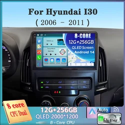 Android 14 Carplay Auto dla Hyundai I30 2006 2007 2008 2009 2010 2011 Radio samochodowe Multimedialny odtwarzacz wideo Nawigacja GPS Bez 2Din