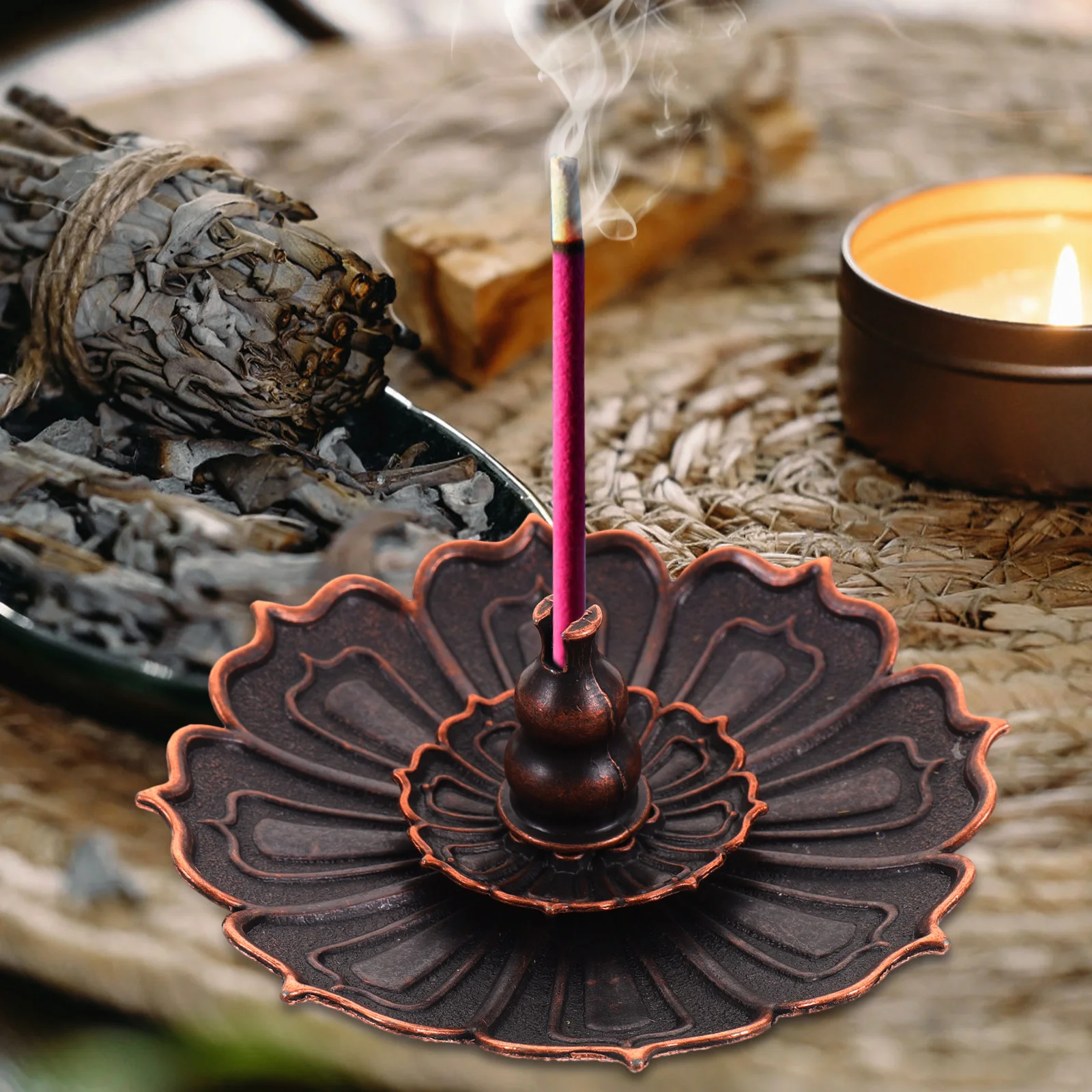 

Charming Flower Shaped Incense Holder Alloy Desktop Burner for Relaxing Ambiance Home Office Interior Decor Incense Holder