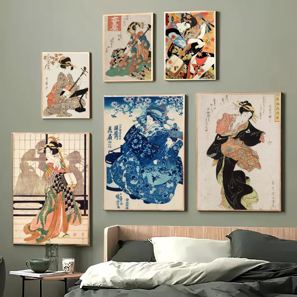 1pc Japanese Courtesan Print Kuniyoshi Utagawa Poster Paper Print Home Bedroom Entrance Bar Cafe Art Painting Decoration