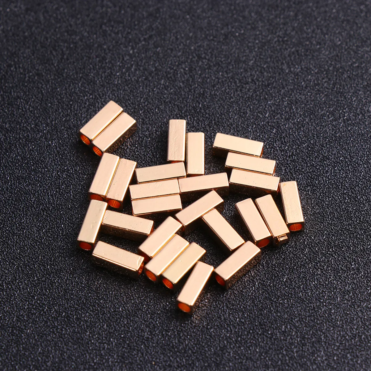 50Pcs Copper Rectangular Hollow Tube Spacers Golden Color Perfect for DIY Jewelry Making Bracelets Necklaces Craft Supplies