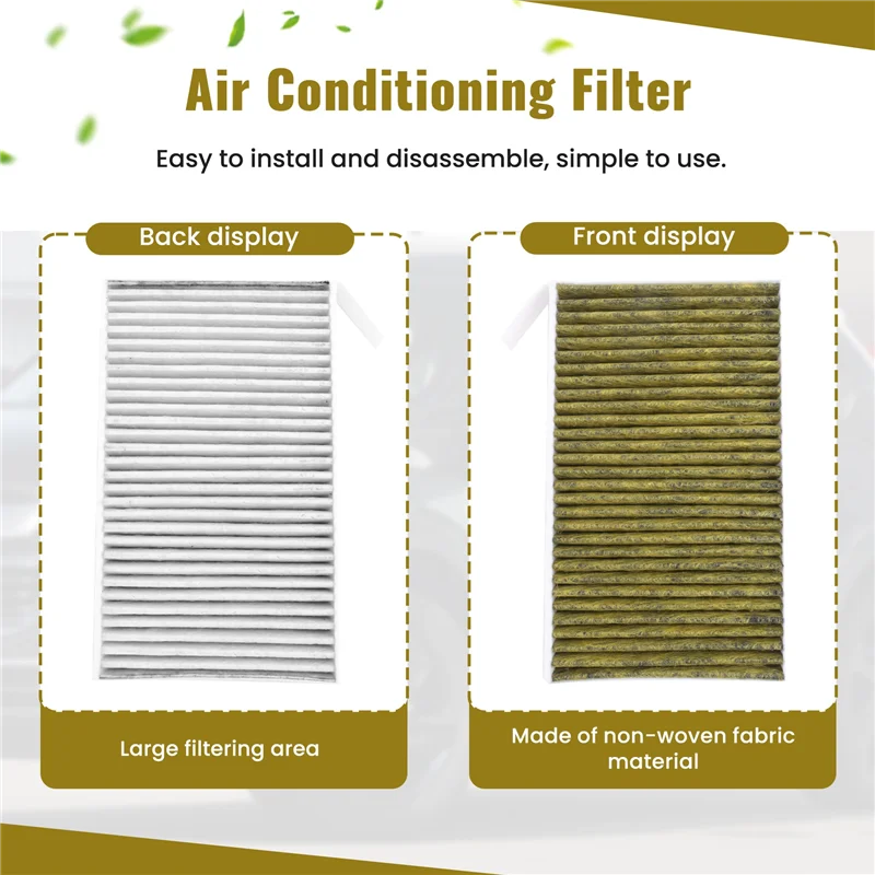 

A73X-2Pcs Model 3 Air Conditioning Filter Replacement For Tesla Model 3 Y With Activated Carbon Car Air Filter