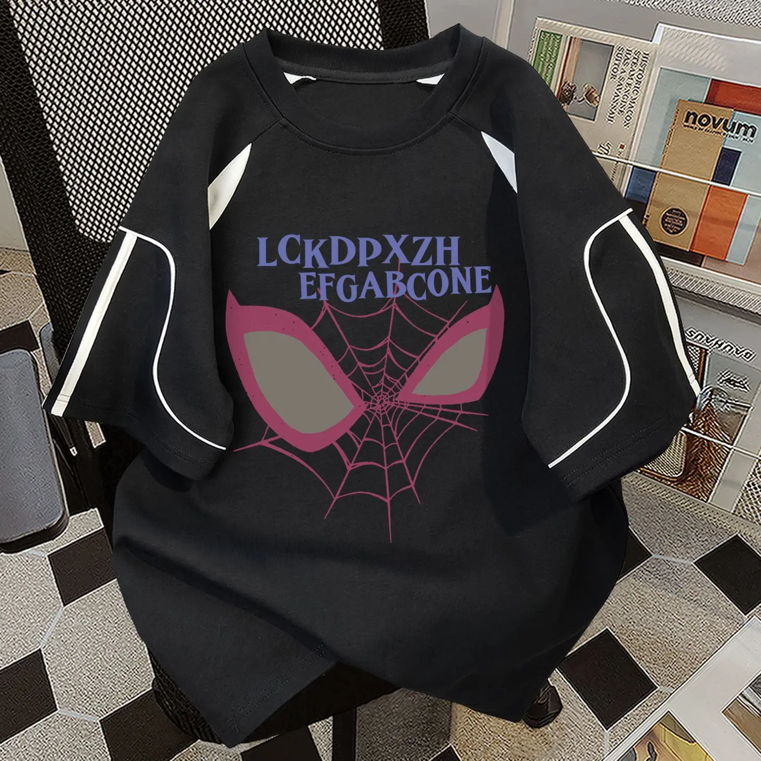 

Футболка большого размера с принтом паутины, летняя повседневная хлопковая футболка с креативным дизайном и забавным узором