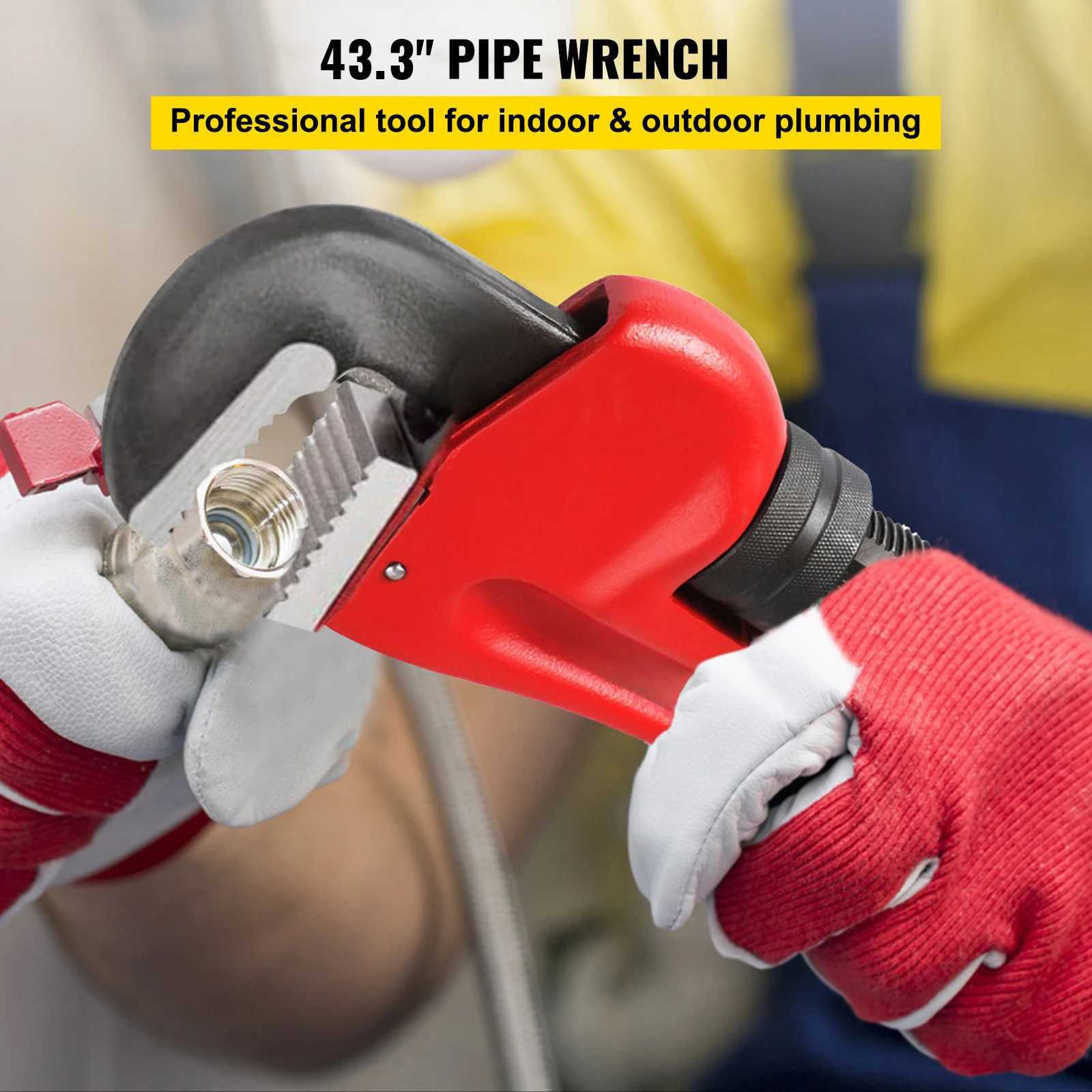 VEVOR Industrial Grade Offset Pipe Wrench 60Inch Heavy Duty Construction Plumber Repair Tool Large Open Spanner Pliers