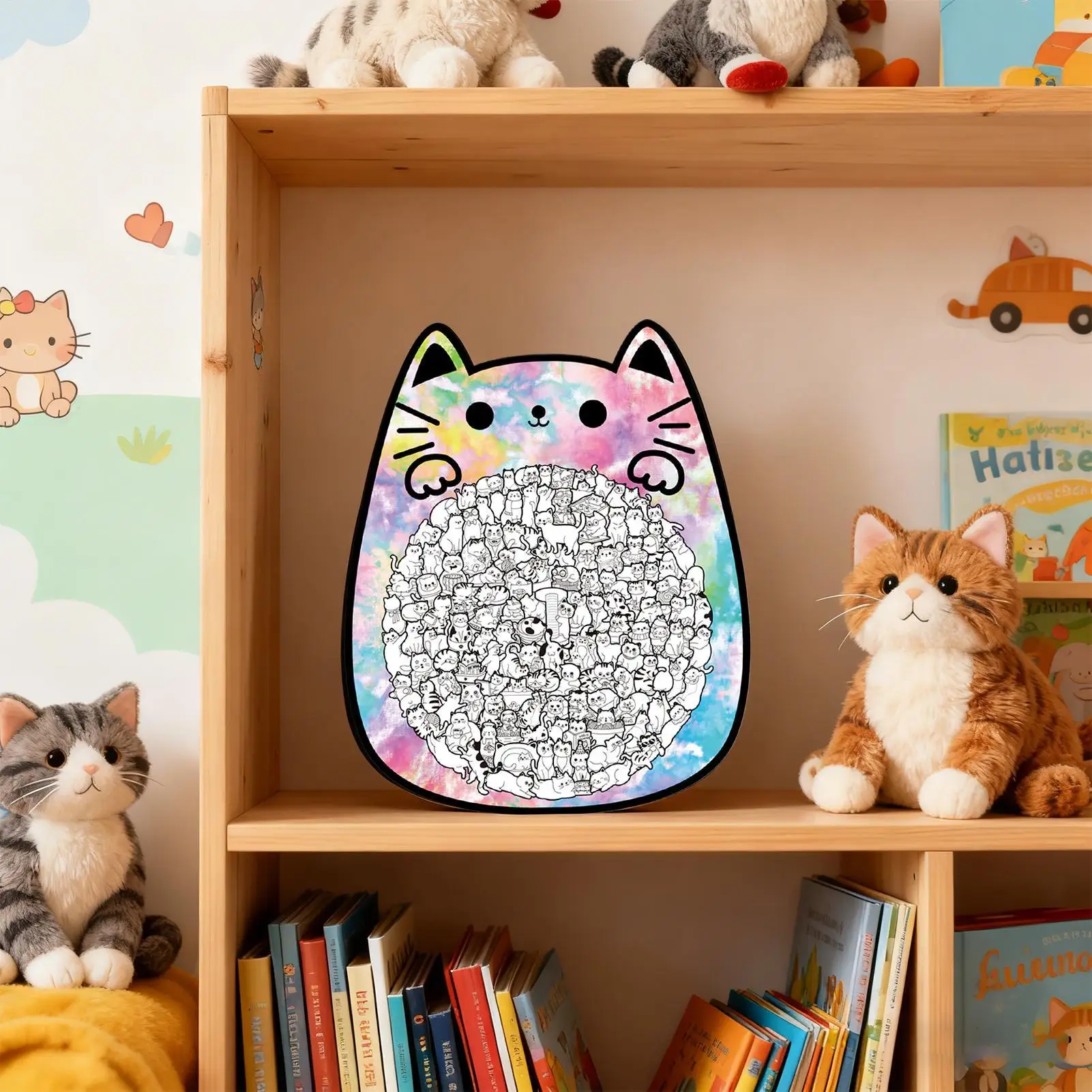 Cat Lovers Puzzle 135 Piece Animal Shape Jigsaw Toy Cute Interesting Cat Wooden Puzzle For Adults Kids Birthday Holiday