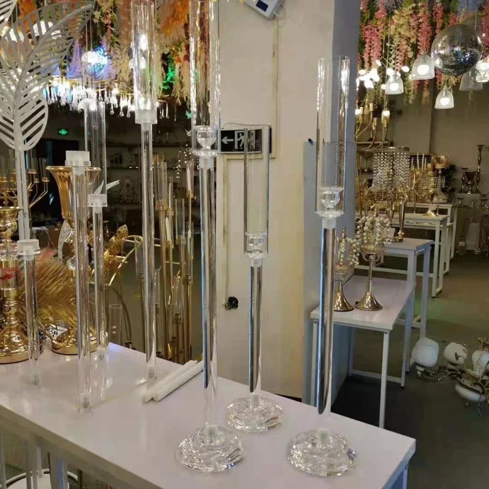 1 Sets = 3PCS Acrylic Candlestick Table Craft Wedding Center Pillar Road Lead Party Candlestick Home Decoration