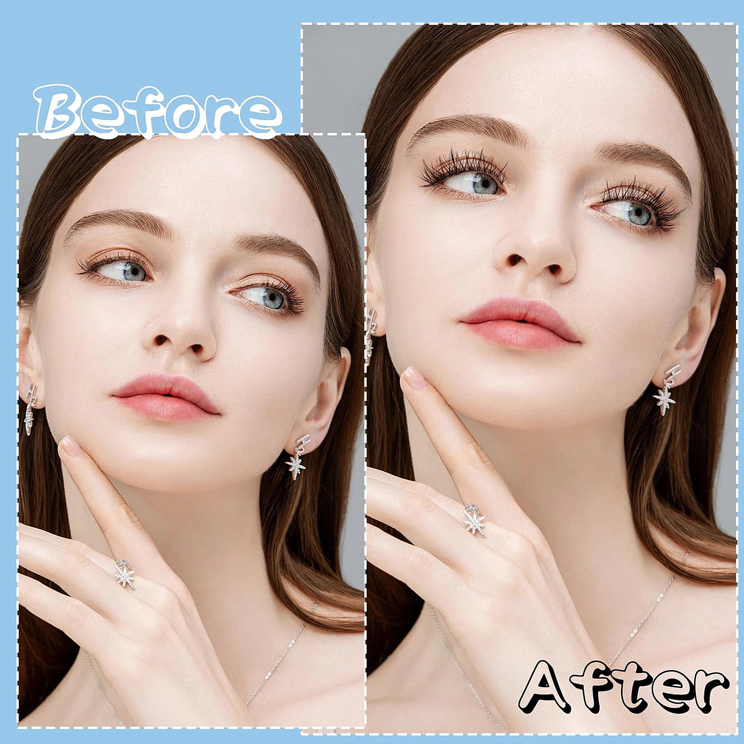 مجموعة الرموش المغناطيسية قابلة لإعادة الاستخدام سهلة الاستخدام أدوات تمديد الرموش الطبيعية بكرة الشعر الرموش الصناعية مع ملاقط مغناطيسية #3