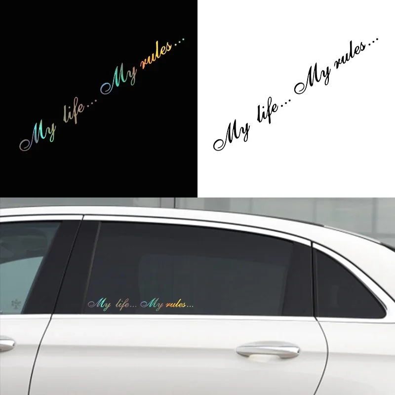 20X2.5CM My Life My Rules Car Decal Reflective Laser 3D Car Stickers Decals Creative Vinyl Car Styling Auto Stickers
