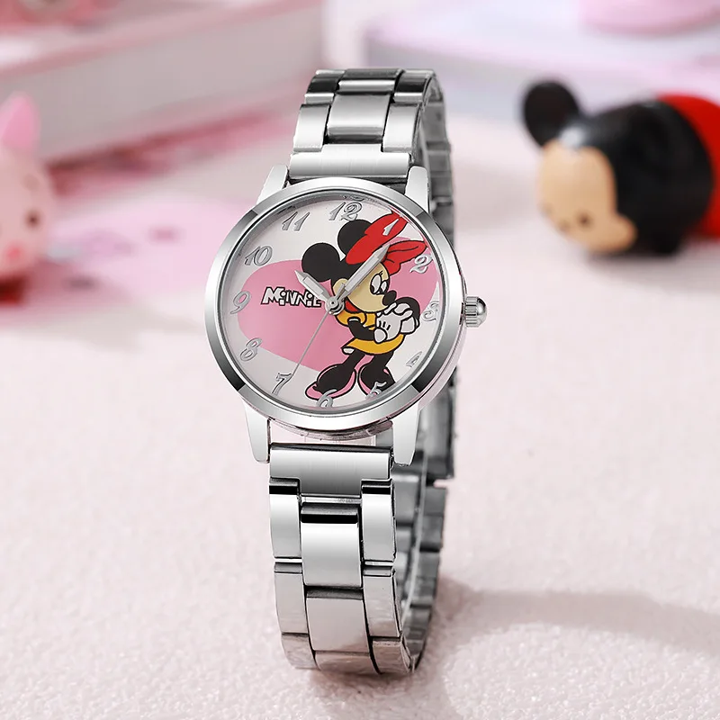 DISNEY Mickey Mouse Minnie Kids Watches Student Cartoon Wristwatch Aolly Steel Quartz Watch Clock for 5-15 years old Gift - view 6