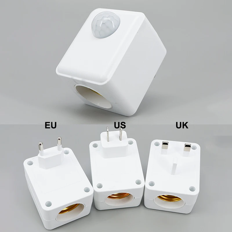 AC 110v-240V Motion Sensor E27 LED power Socket Led Lamp Base Bulb wall Holder EU US UK PIR Human Light Adapter Converter