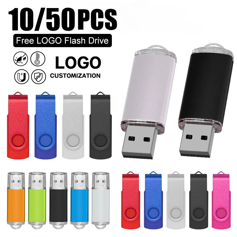 

10/50PCS/lot USB Flash Drive 4GB 2GB 1GB Pendrive Memory Stick 128MB 512MB 32gb 16gb 8gb Wholesale Metal USB Free Custom Logo