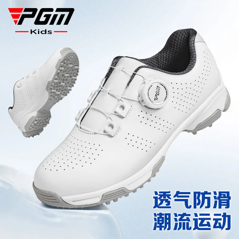 PGM Children's Golf Breathable Sneakers for Teenagers Boys and Girls Knob Lace Anti Slip, Lightweight and Comfortable