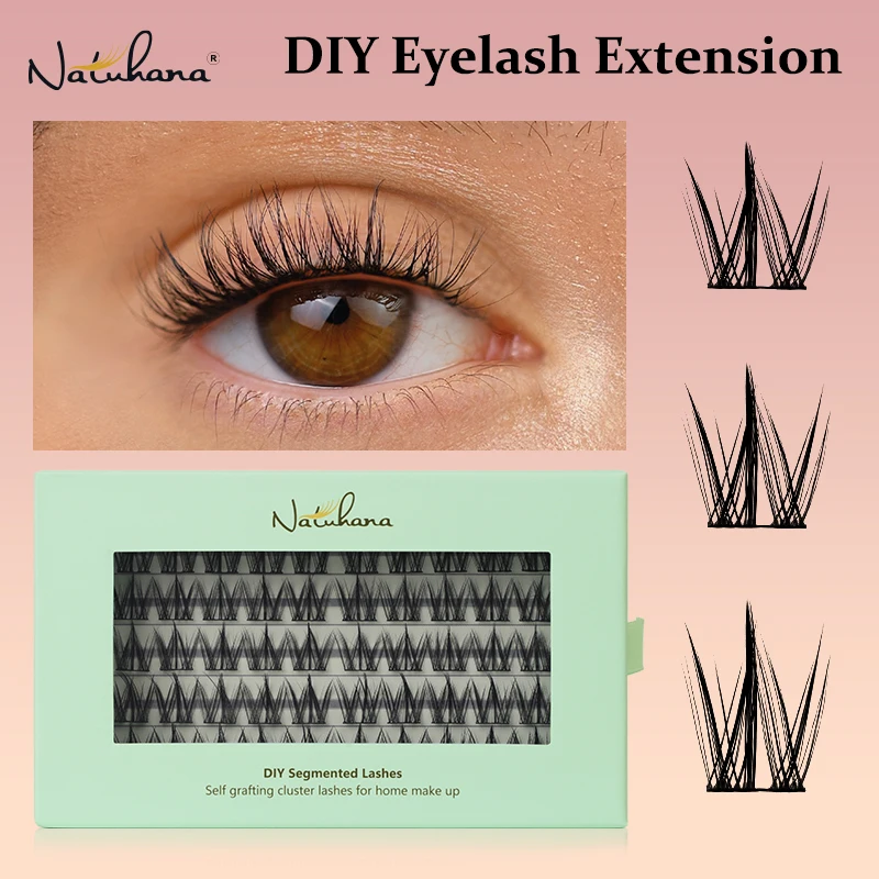 NATUHANA DIY Makeup Eyelash  50 Pcs 60 Pcs 80 Pcs DIY Clusters False Eyelash Extension