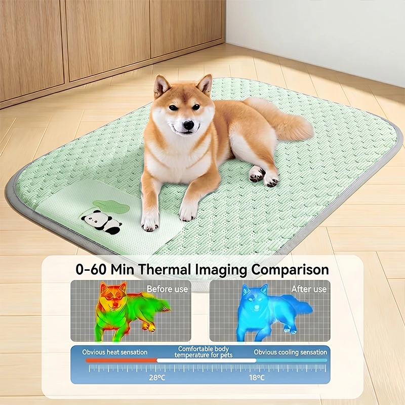 Summer Super Cool Ice Silky Fiber Dog Bed Pet Cooling Mat Breathable Heat Dissipation Dog Cat Mat Washable Pet Sleep Pad - view 3
