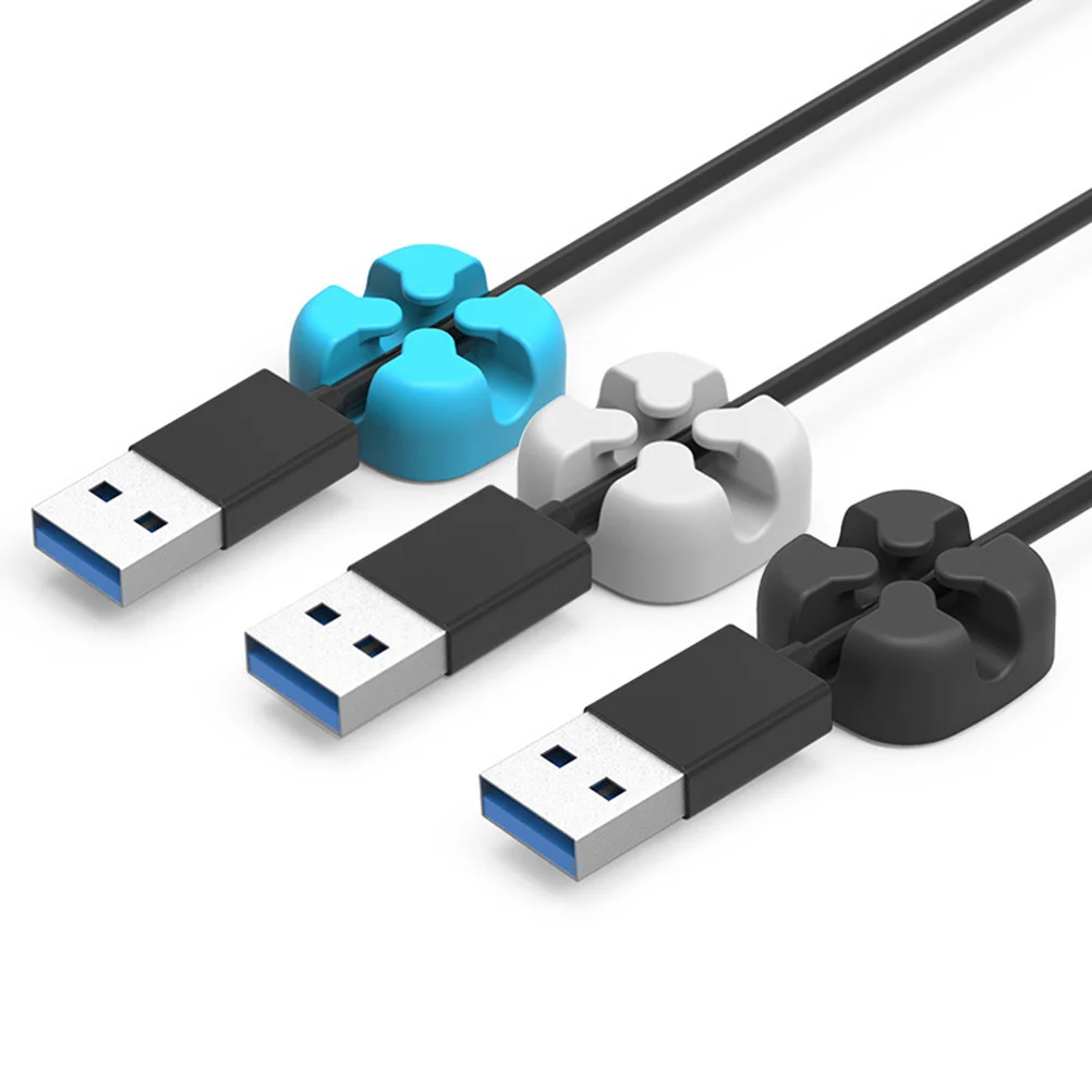 

5Pcs Silicone Cable Winder Desktop Organizer Cord Holder Clip Compact Design for Small Space Durable Friendly-Environment