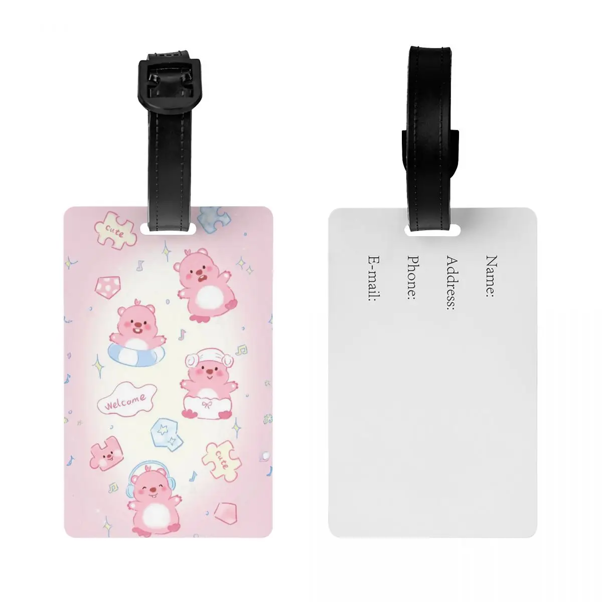 Kawaii Loopy Cartoon Beaver Luggage Tag Plastic Cute Holder Baggage Luggage Bag Case Tags ID Address Aircraft Luggage Tag Gift