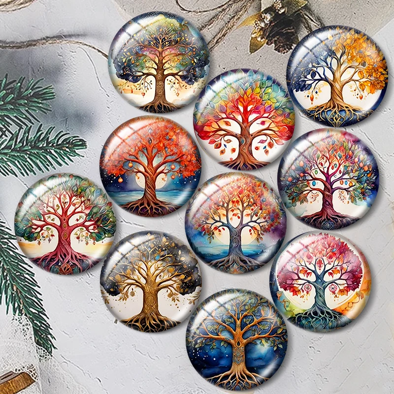 

Tree of Life Art Painting 10pcs mix18mm/20mm/25mm Round photo glass cabochon demo flat back Making findings