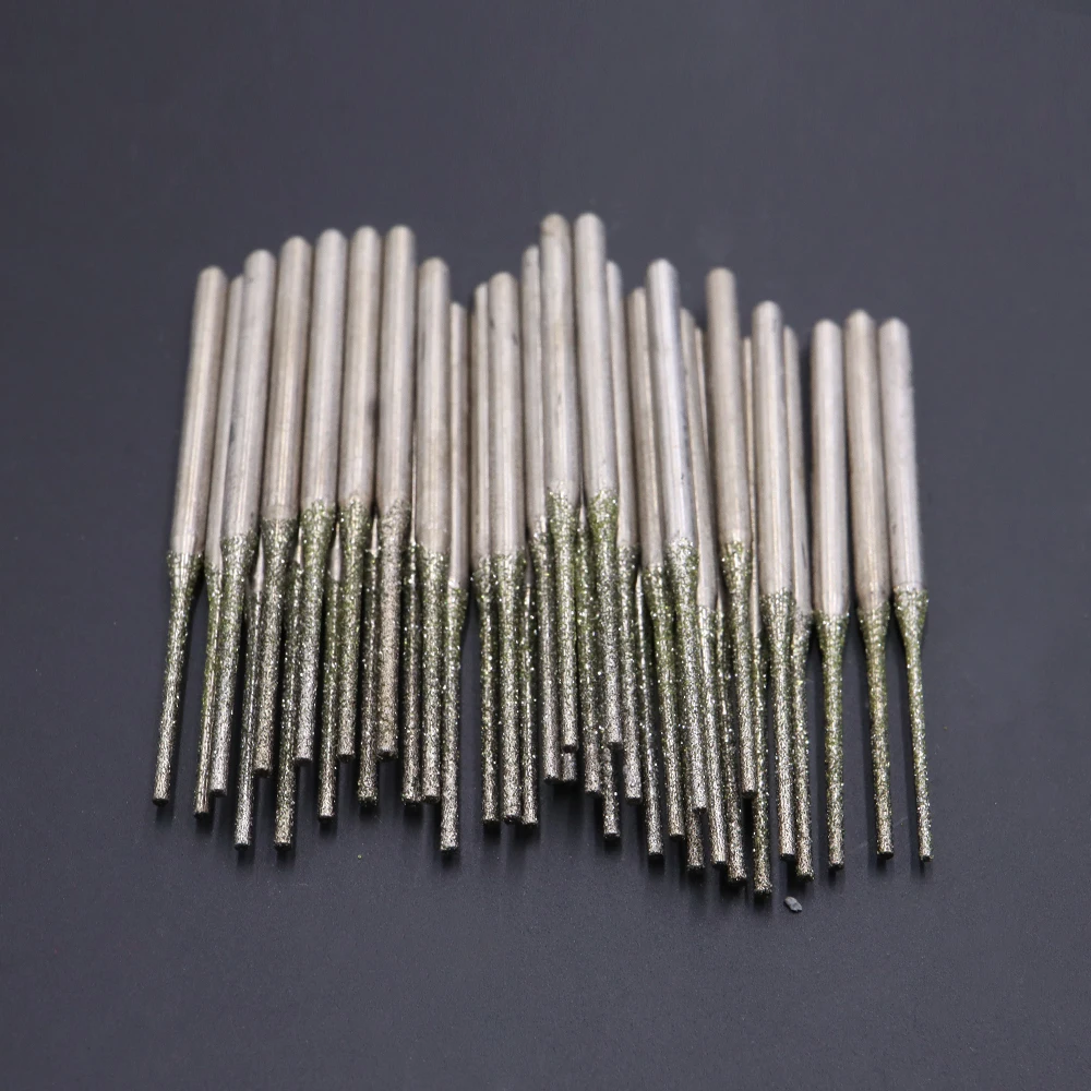 Brocas de pulido de diamante Ultralong, vástago de 100mm, brocas de agujero de perforación pequeñas de 2,3mm-0,8mm, brocas de perforación de Jade de