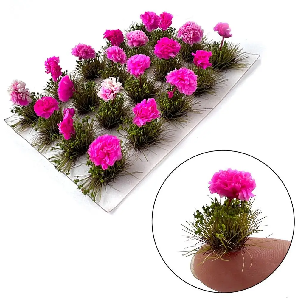 20pcs Durable Artificial Model Flower Cluster Model 1.8cm Height 3 Colors Scenery Material Grass Bushes