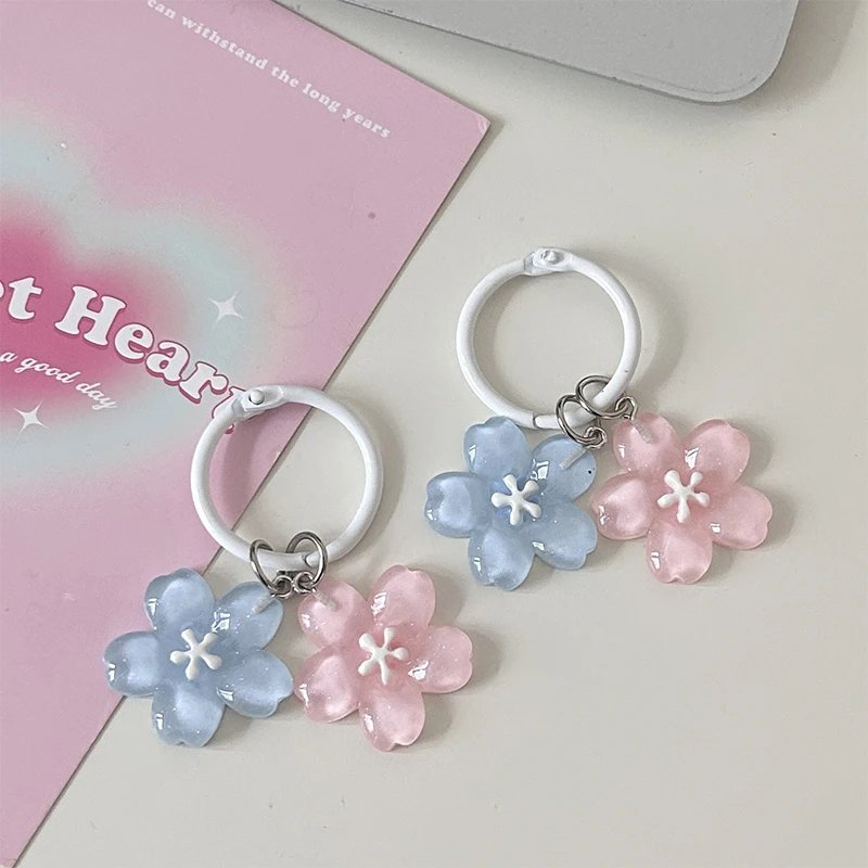 Fun Jelly Color Sakura Flower Keychain; Creative Fashion Accessory; Cute Couple Present; Backpack Hanging Charm