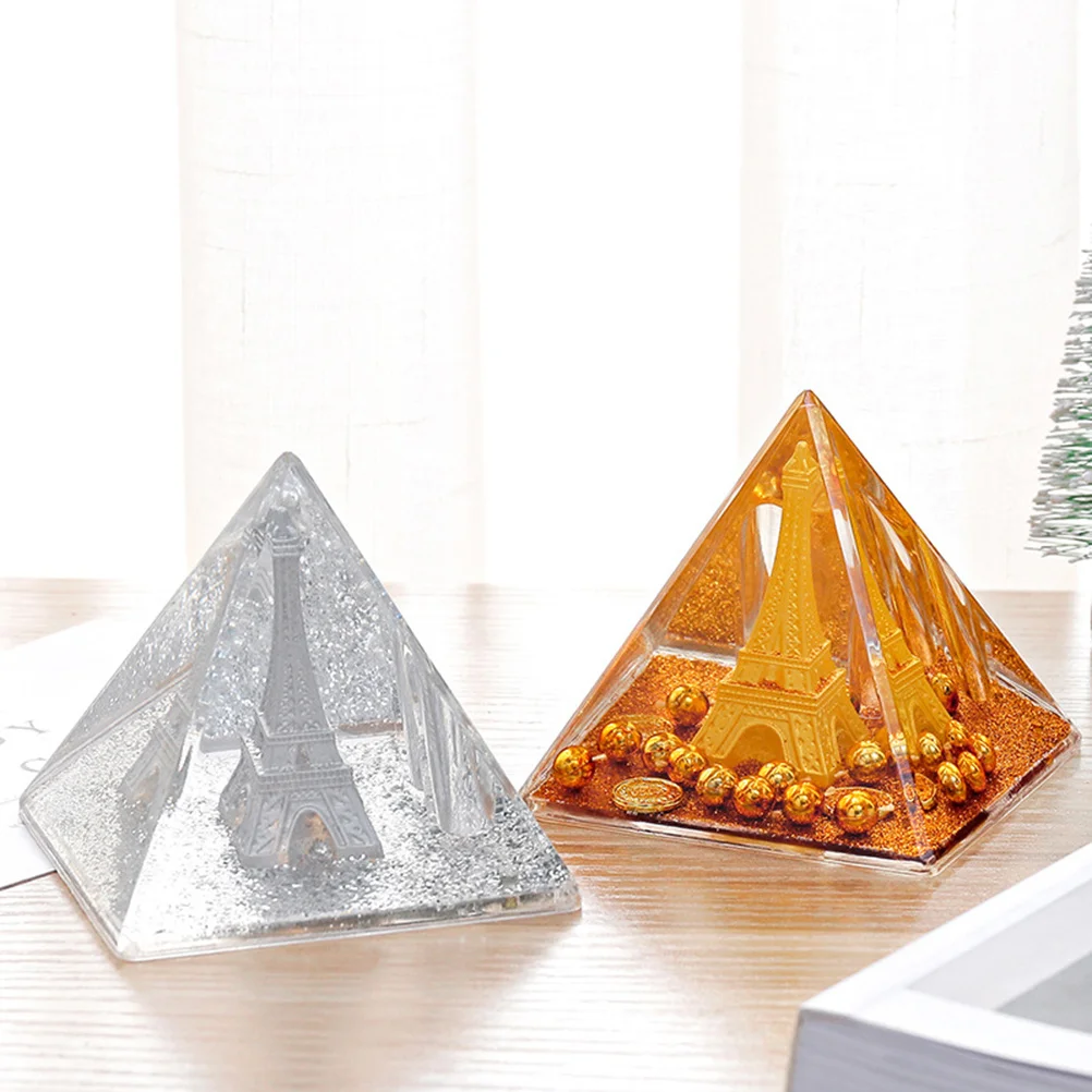 

1Pcs Silver Eiffel Tower Pen Holder Acrylic Desktop Organizer Decor Pyramid Shape Liquid Floating Design Unique Gift for Home