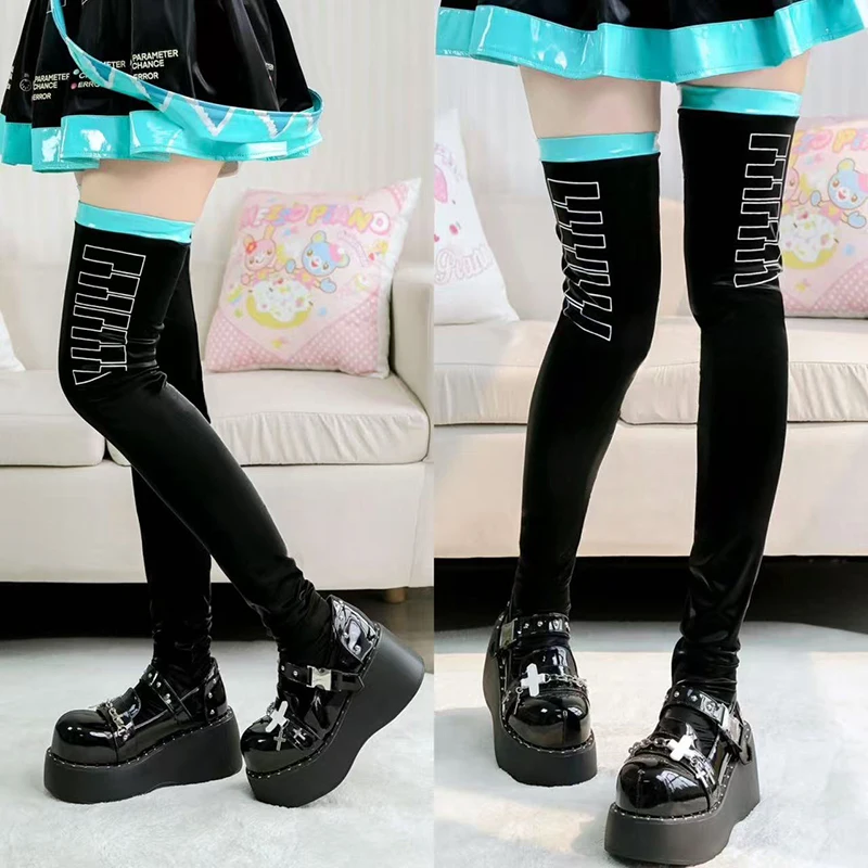 

Anime Print Tights Miku Cosplay Leather Stockings Women Socks Sexy Cute Girl Knee Socks Holiday Party Role Play For Men Women ﻿