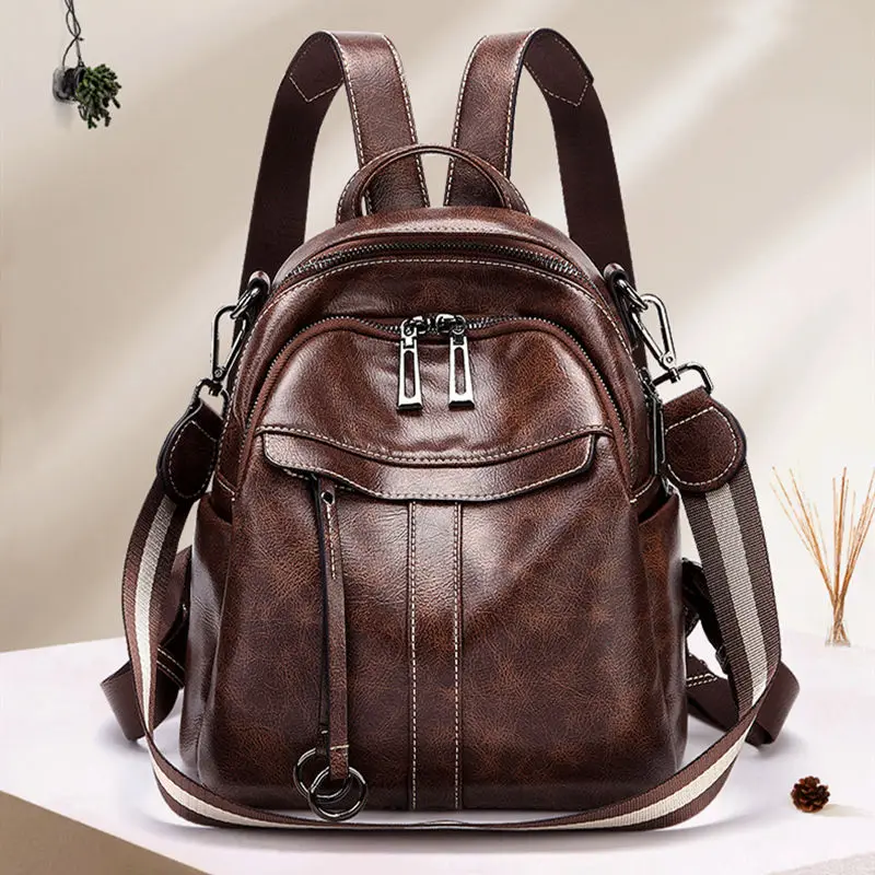 Backpack Women Pu Leather 2023 New Large Capacity Retro Easy Matching