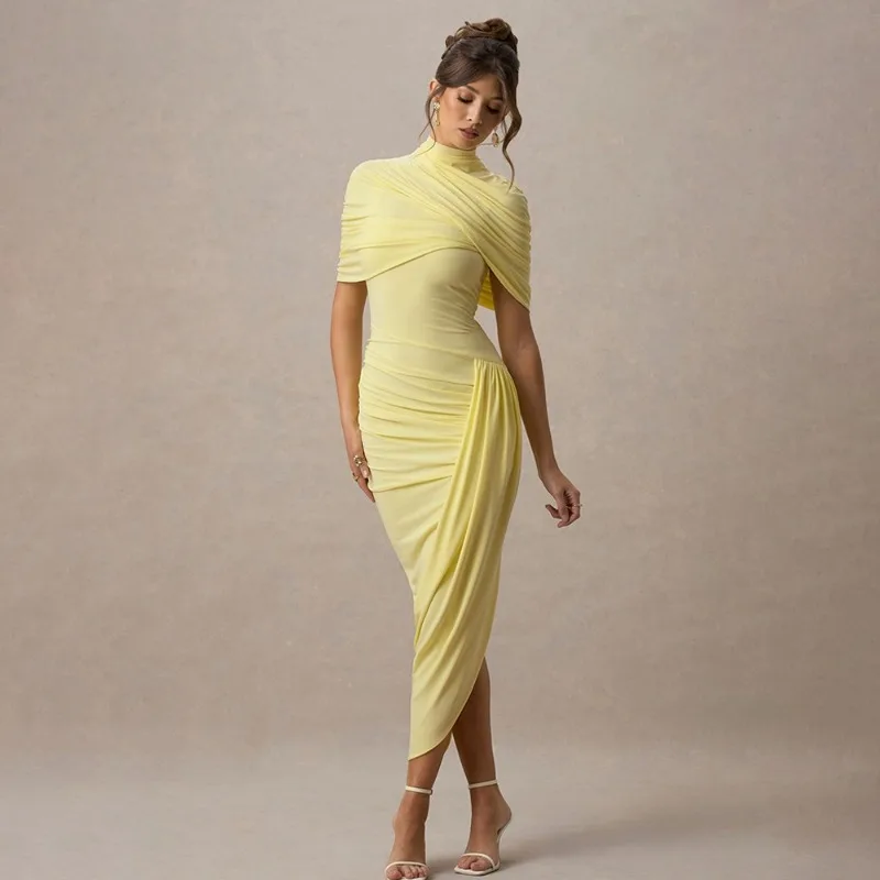 

Ladies Temperament Slim Pleated Dresses Fashion Sexy Backless Hipster Long Dresses Fashion Comfortable Cool Dress for Women