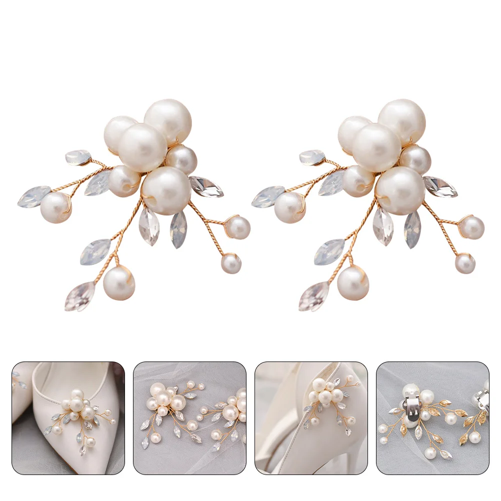 

Shoe Buckle Flower Removable Shoes Buckles DIY Bridal Heels Decorative Flowers Blue Ornaments High Heeled Banquet Pearl