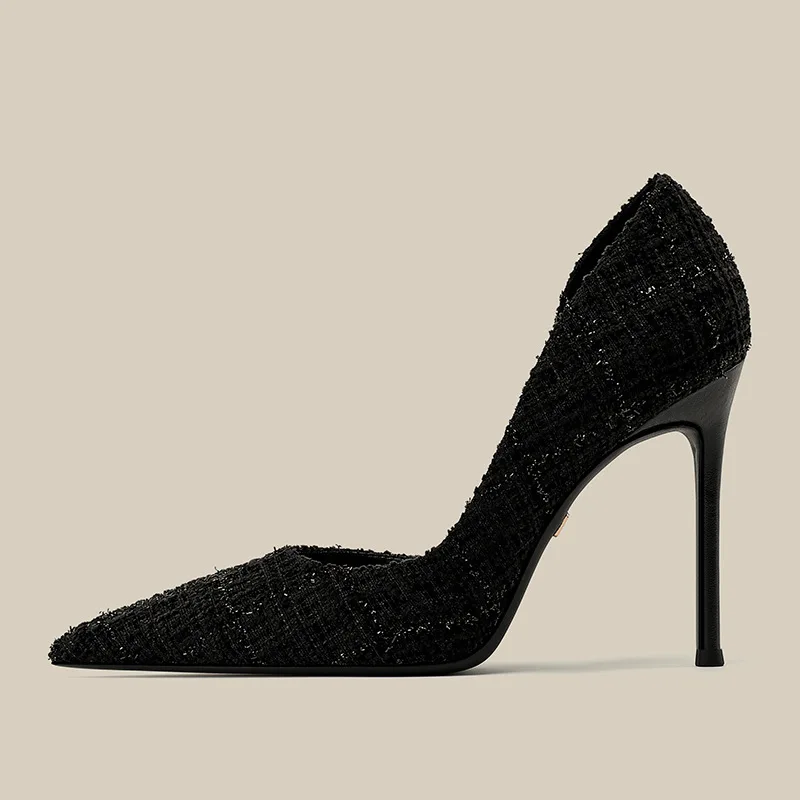 Black Side Empty High-Heeled Shoes, New Versatile Style, Socialite Commuting Work Shoes, Comfortable Single Shoes