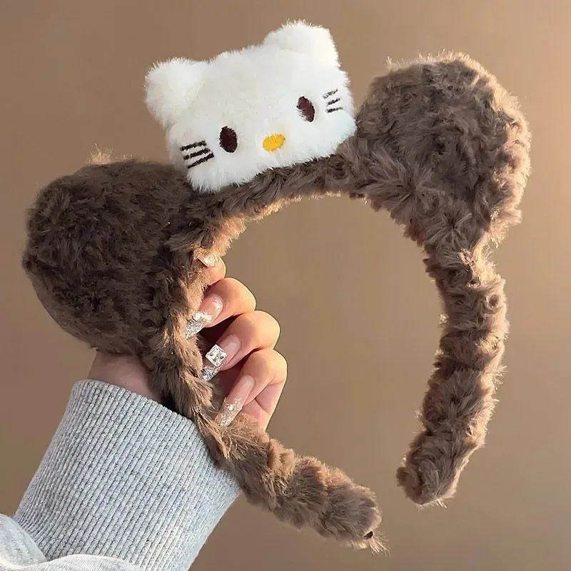 

Kawaii Hello Kitty Plush Hairband Cute Cat Ears Headband Soft Hair Accessories for Girls