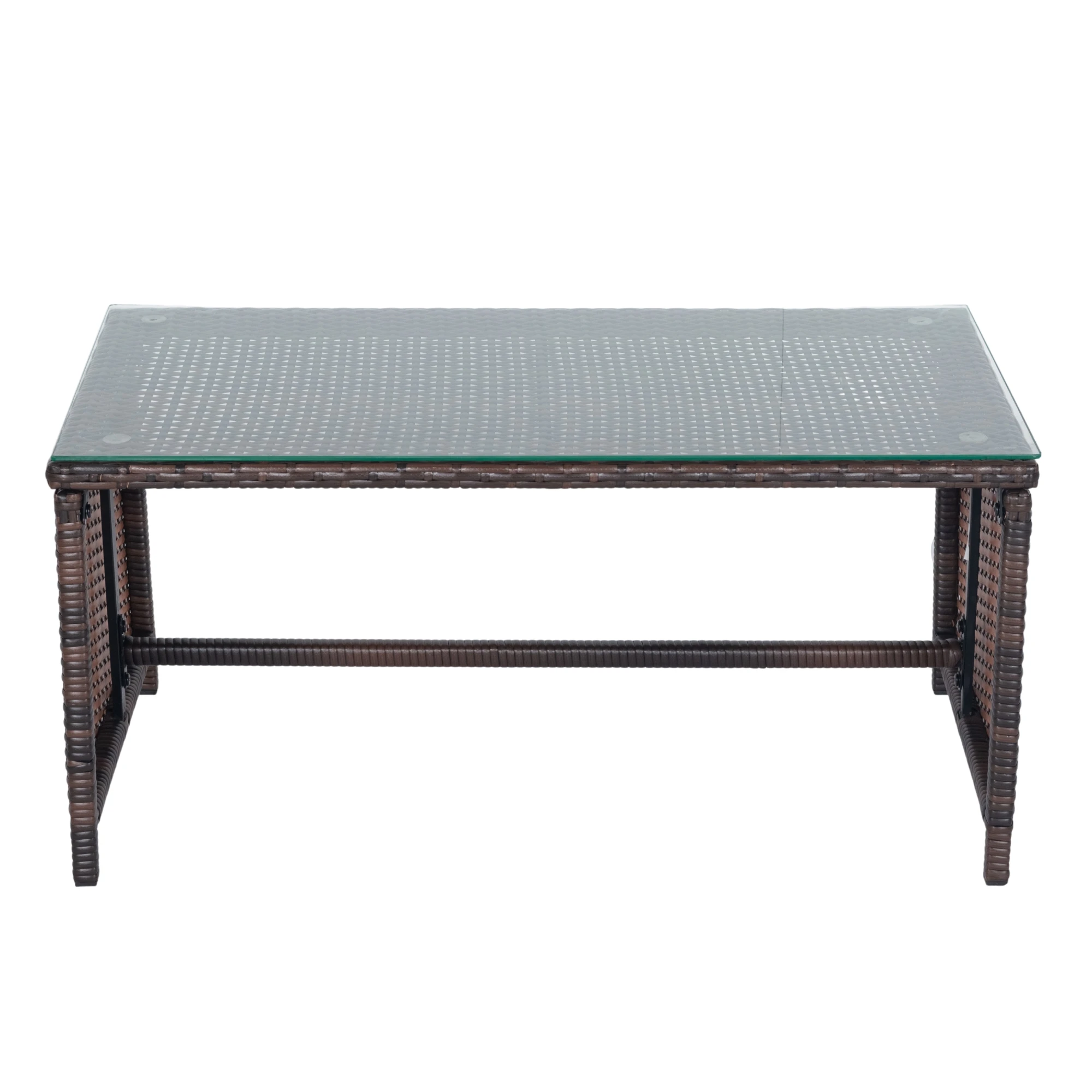 4 PCS Wicker Terrasse Gespräch Set, Outdoor Rattan Sofas mit Tisch Set, terrasse Möbel Set mit Weichen Kissen & Kaffee Tisch